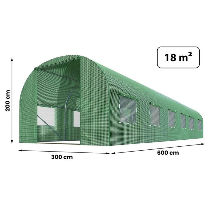 Теплица PLONOS (профиль 25 мм, 1 вход) 6х3х2 м 18 м² Зеленый