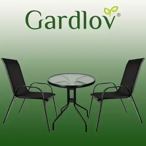 Набор садовой мебели Gardlov – стол 60 см + 2 кресла | Черный