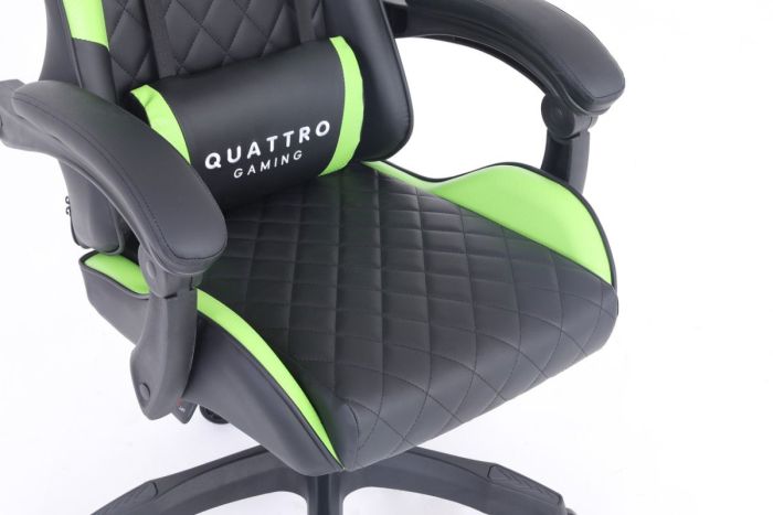 Комп‘ютерне крісло із карбоновими вставками CARBON Quattro Gaming Чорно-зелений