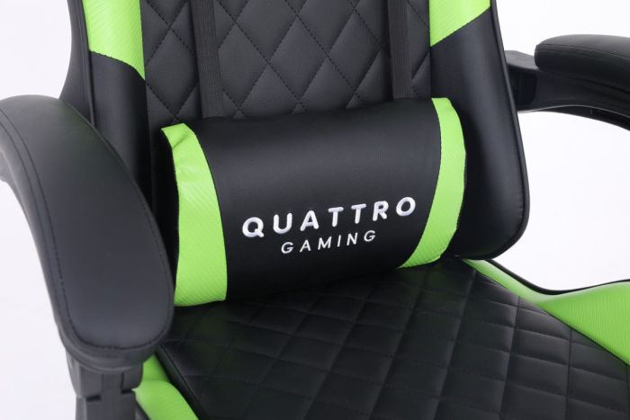 Комп‘ютерне крісло із карбоновими вставками CARBON Quattro Gaming Чорно-зелений