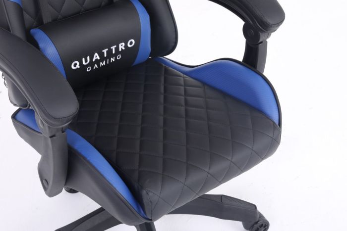 Компьютерное кресло с вставками карбоновыми CARBON Quattro Gaming Черно-синий