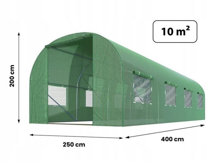 Теплица PLONOS (профиль 25 мм, 2 входа) 4х2,5х2 м 10 м² Зеленый