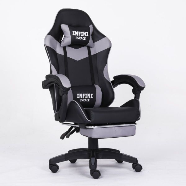 Комп‘ютерне крісло з підставкою для ніг INFINI ESPACE Чорно-сірий