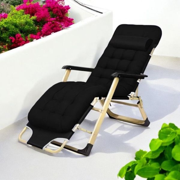 Садовий шезлонг тканинний + матрац IdealGarden CT-SF02-BK-Y Чорний