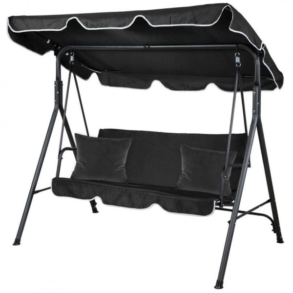 Садова гойдалка Ecarla H001 3-х місна Чорний