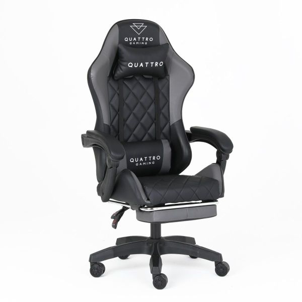 Комп‘ютерне крісло із підставкою для ніг CARBON Quattro Gaming Чорно-сірий