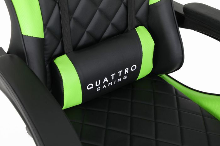 Комп‘ютерне крісло із підставкою для ніг CARBON Quattro Gaming Чорно-зелений