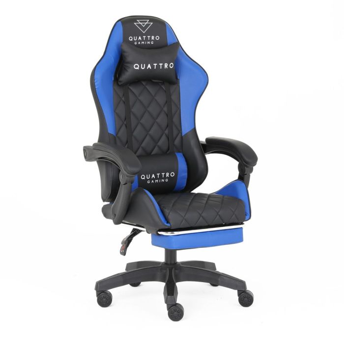 Комп‘ютерне крісло із підставкою для ніг CARBON Quattro Gaming Чорно-синій