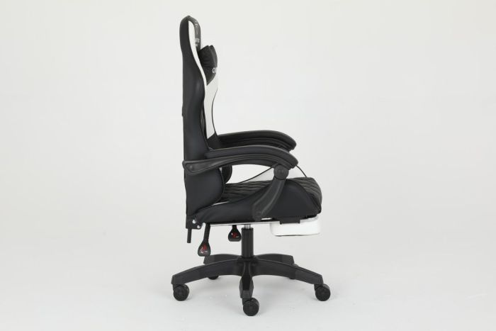 Комп‘ютерне крісло із підставкою для ніг CARBON Quattro Gaming Чорно-білий