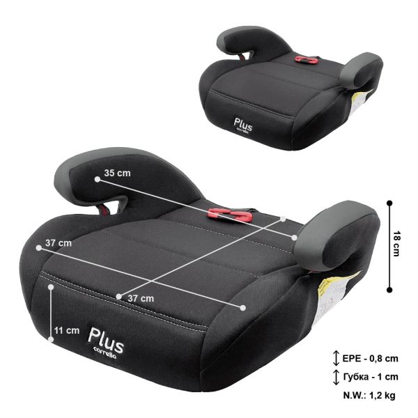 Дитяче Автокрісло-бустер CARRELLO Plus (CRL-16007 Storm Grey) + спрямовуючий ремінь 75см